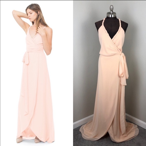 Joanna August Dresses & Skirts - NWT Joanna August Peach Blush Wrap Chiffon Gown